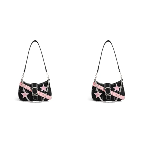 PALAY® Chic Shoulder Bag for Girls Canvas Handbag with Chain Charm Small Hobo Stylishly Sweet Y2K Star Patchwork Letter Printed Casual Zipper Bag 23x7x13cm 2PCS PALAY® Chic Shoulder Bag for Girls Canvas Handbag with Chain Charm Small Hobo Stylishly Sweet Y2K Star Patchwork Letter Printed Casual Zipper Bag 23x7x13cm 2PCS